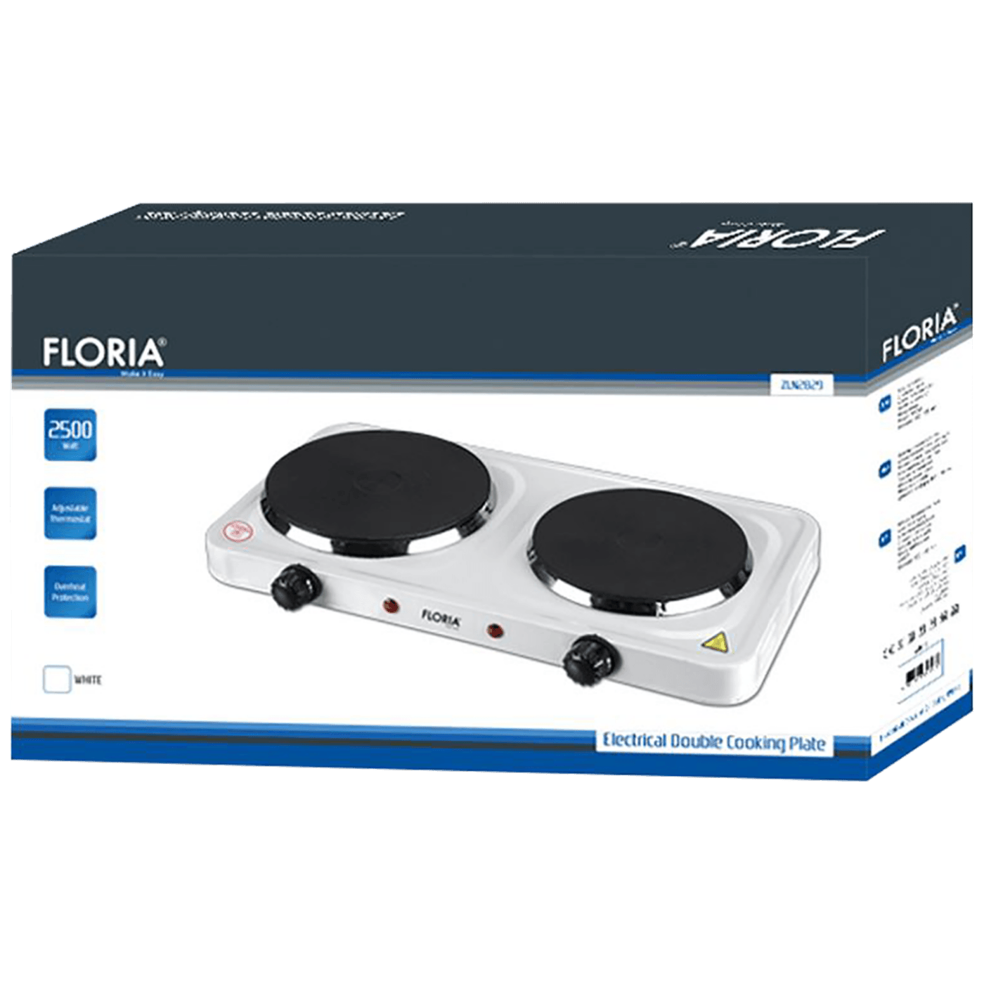 Floria Električni rešo, 2 ploče, 1500 W, 15/18 cm, , beli - ZLN2843 WH