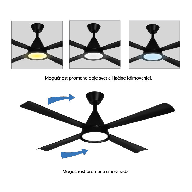 PROSTO plafonski ventilator sa LED svetlom 132cm - CFB042L-4/30