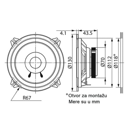 Kenwood auto zvučnici 130mm 30W - KFC-S1356