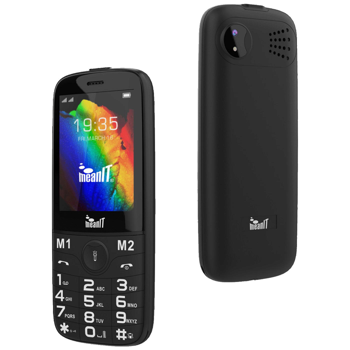 MeanIT Telefon mobilni, 2.8" ekran, Dual SIM, Led lampa - SENIOR 20, Crni