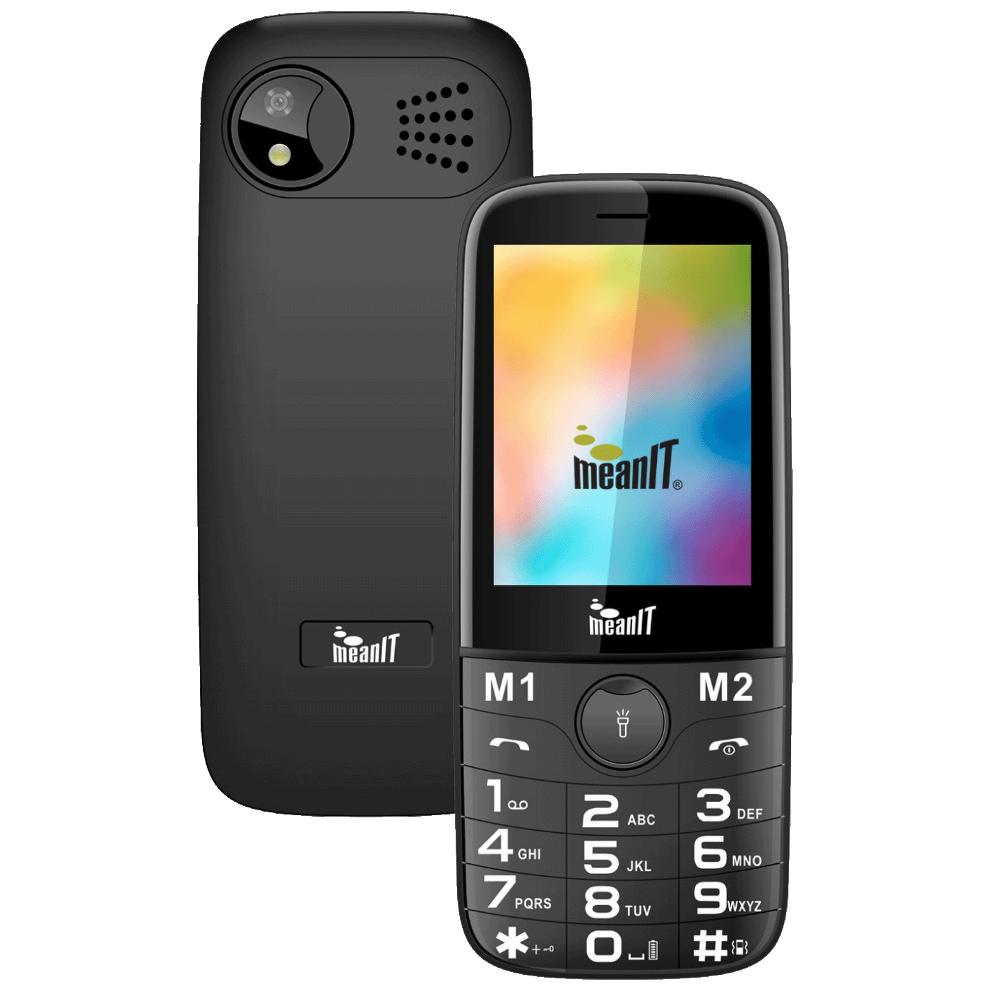 MeanIT Telefon mobilni, 2.8" ekran, Dual SIM, Led lampa - SENIOR 20, Crni