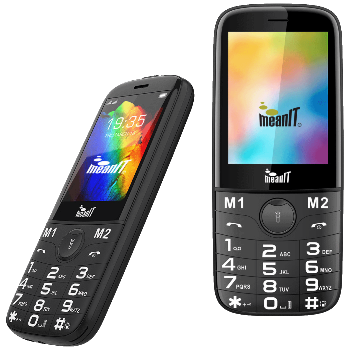 MeanIT Telefon mobilni, 2.8" ekran, Dual SIM, Led lampa - SENIOR 20, Crni