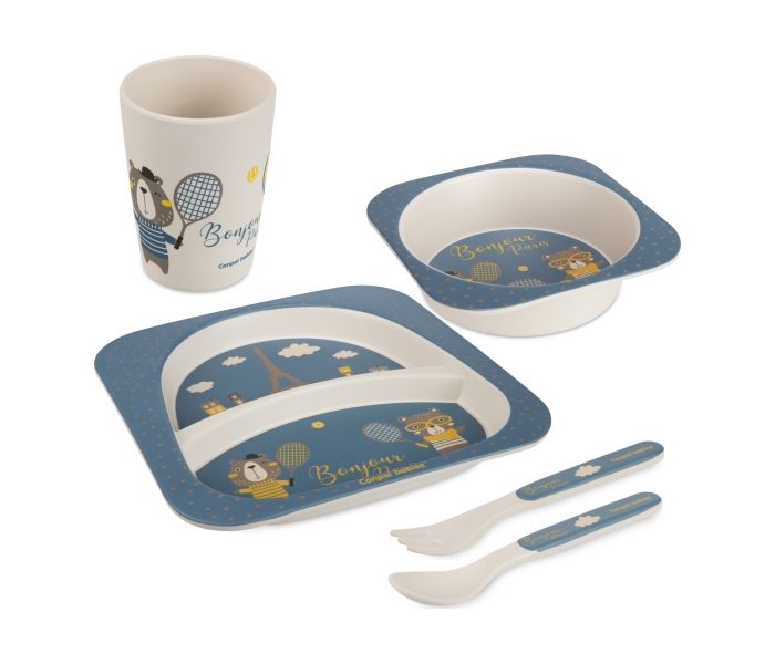 CANPOL BABIES SET ZA HRANJENJE 5 DELOVA 9/227 - BONJOUR PARIS NAVY BLUE